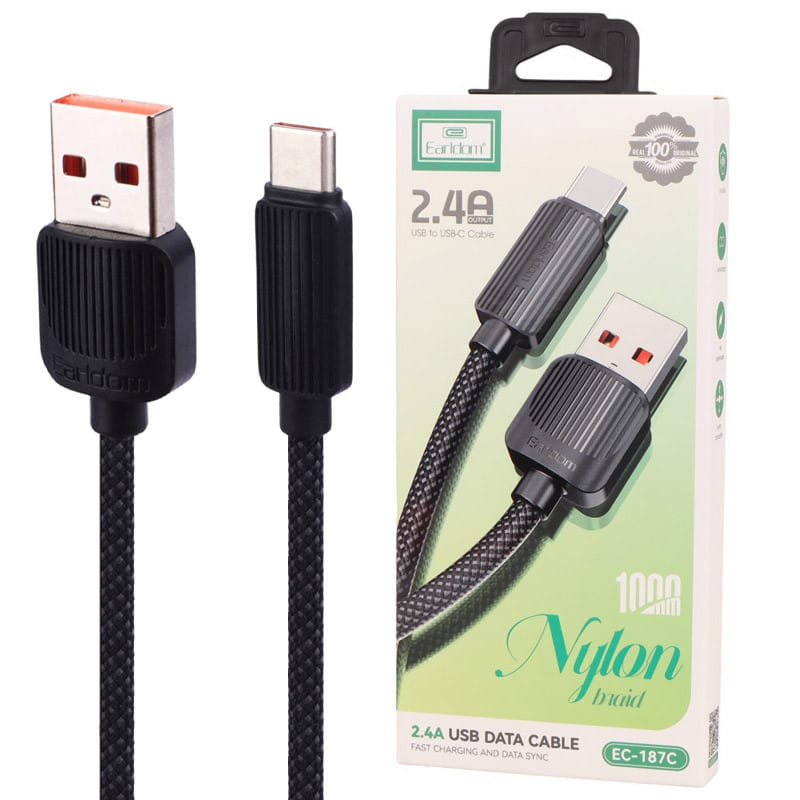 1730960803_bf3eakk4e کابل تایپ سی فست شارژ Earldom EC-187C 2.4A 1m - Image 1
