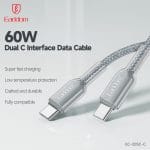کابل فست شارژ Earldom EC-205C-C Type-C To Type-C PD 60W 1m - Image 2