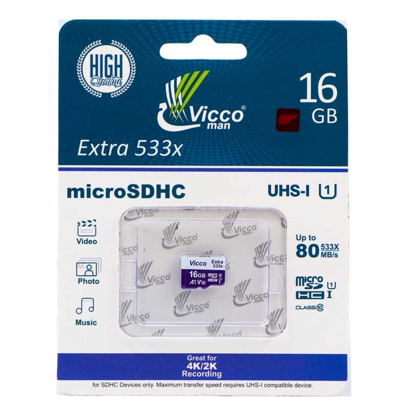 کارت حافظه microSDHC ویکو من مدل Extre 533X کلاس 10 استاندارد UHS-I U1 سرعت 80MBps ظرفیت 16 گیگابایت